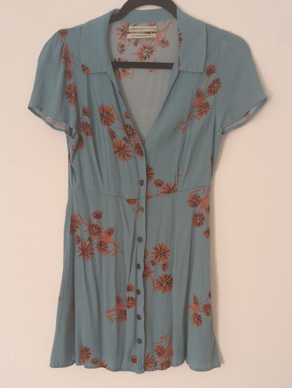 Urban Outfitters Teal Dress with Rust Floral Print